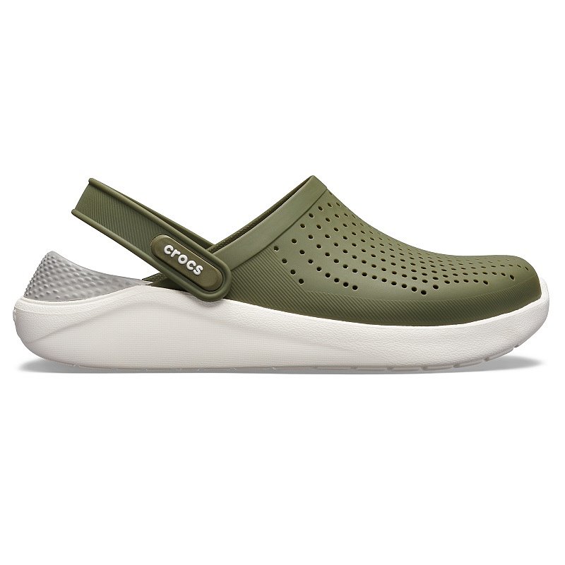crocs literide army green white