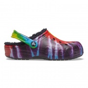 Crocs Baya Lined Tie Dye Graphic Clog női bundás papucs