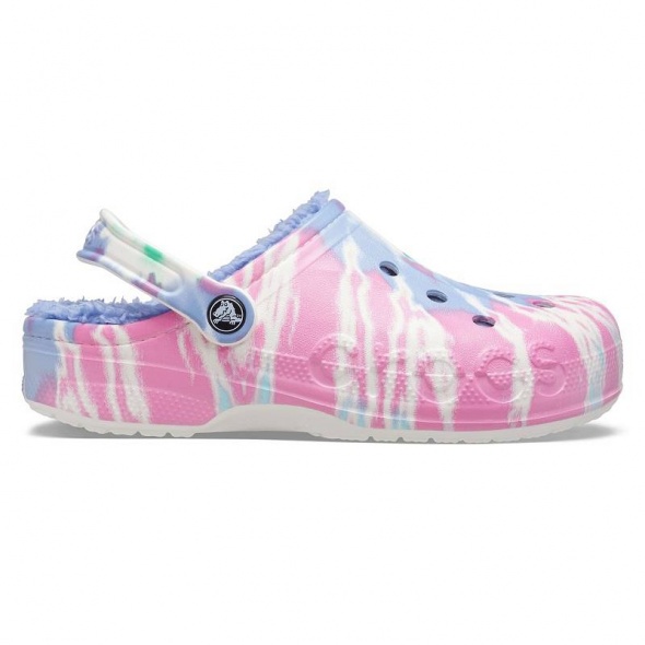 Crocs Baya Lined Tie Dye Graphic Clog női bundás papucs