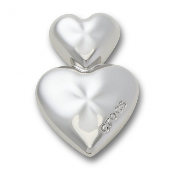 Crocs Jibbitz Ezüst dupla szív papucs kiegészítő