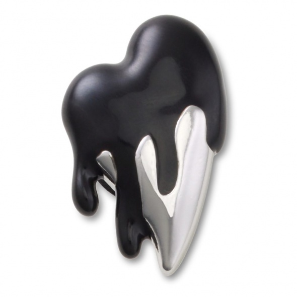 Crocs Jibbitz Ezüst-fekete zománc szív papucs kiegészítő