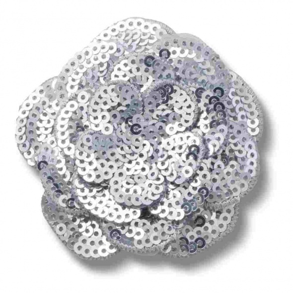 Crocs Jibbitz Ezüst flitteres virág papucs kiegészítő