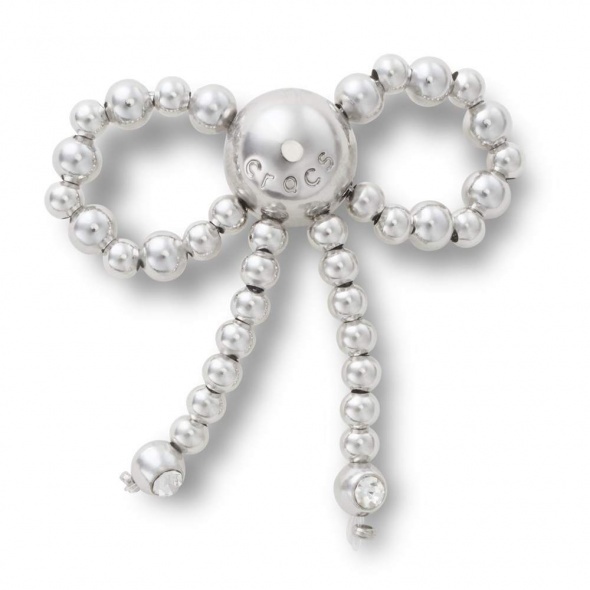 Crocs Jibbitz Ezüst gyöngyös masni papucs kiegészítő