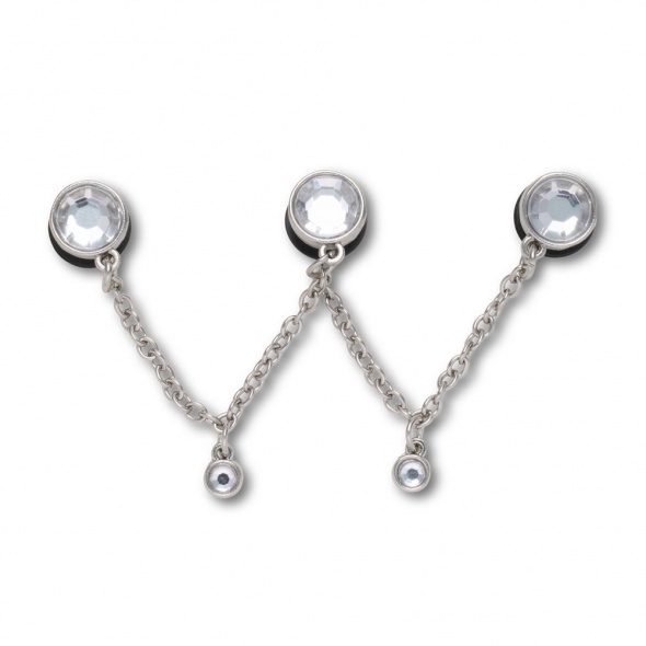 Crocs Jibbitz Ezüst hármas drágakő lánc papucs kiegészítő