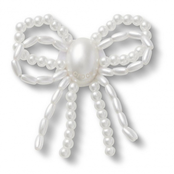 Crocs Jibbitz Fehér gyöngyös masni papucs kiegészítő