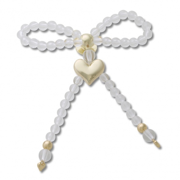 Crocs Jibbitz Gyöngyös masni arany szívvel papucs kiegészítő