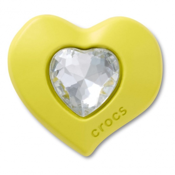 Crocs Jibbitz Sárga drágakő szív papucs kiegészítő