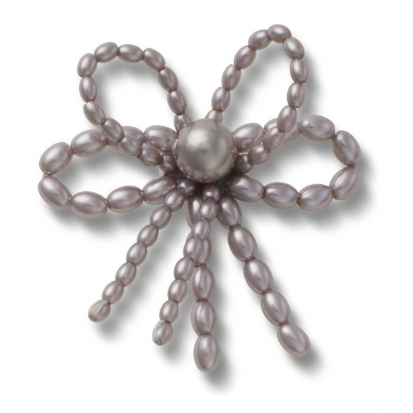 Crocs Jibbitz Szürke gyöngyös masni papucs kiegészítő