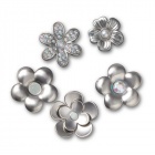 Crocs Jibbitz Monokróm ezüst virágok (5 db) papucsdísz